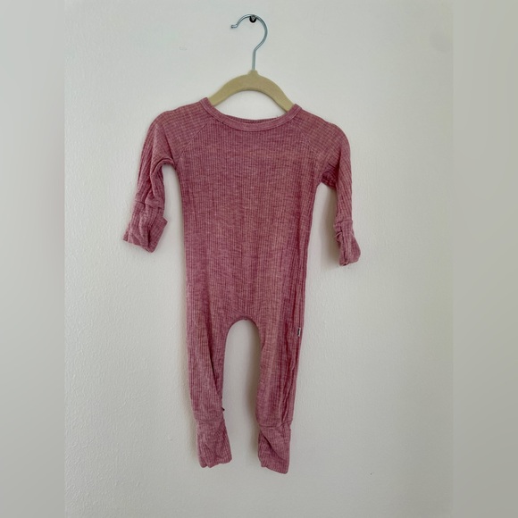 LITTLE SLEEPIES Ribbed Heathered Mauve Crescent Zippy - Picture 4 of 5